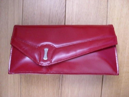 Stunning red leather clutch - red,