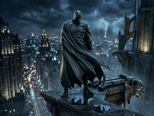 Batman skyscraper vigil statue - batman,