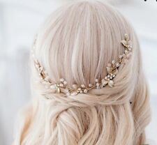 Ladies Gold Bride Bridal Bridesmaid Comb Tiara Hair Accessory Headband Headdress