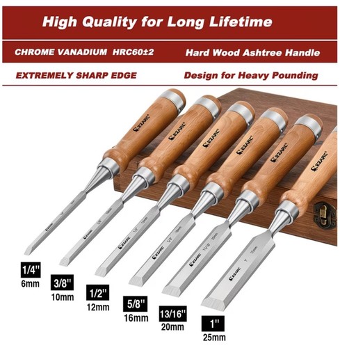 Ezarc 6pc wood chisel set - wood,