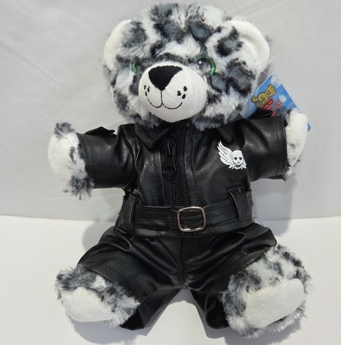 22cm biker snow leopard plush - biker,