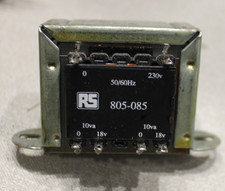 Mains transformer - Two by 18 Volts at 550 mA.  20VA total - RS Type 805-085
