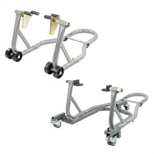 KCT HEAVY DUTY FRONT WHEEL FIXED JACK & REAR MOTORCYCLE PADDOCK STAND WITH DOLLY