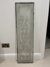 Antique Victorian Etched Glass Panel From A Front Door Circa 1880