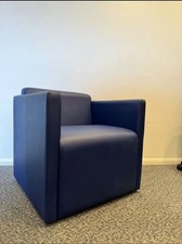 Gresham Cube Club Chairs Blue Vinyl Reception Breakout Seating – 30 Available