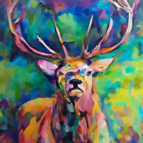 Original stag painting - stag,