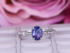 1ct Lab-Created Blue Tanzanite Ring Braided Solitaire White Gold Plated