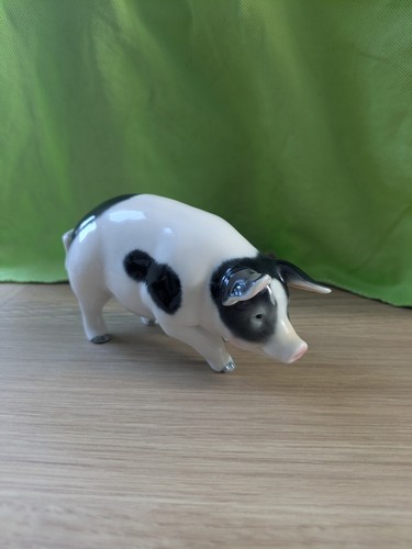Porcelain pig figurine black - black, &