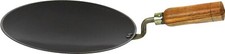 PURE IRON Tawa PARANTHA ROTI Pan Wooden Handle 12" HEAVY DUTY Dough UK Chapatti