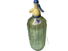 vintage ribbed glass bottle engraved SODA SPLASHLET water public house item OLD!