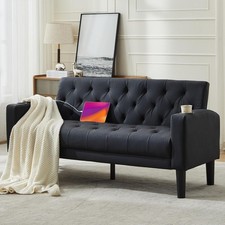 Sofa 2 Seats Modern Style Comfy Small Sofa with Pocket Storage 2 USB
