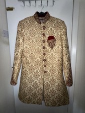 Men’s Indian Sherwani - Wedding Outfit Size 40 With Trousers And Velvet Scarve