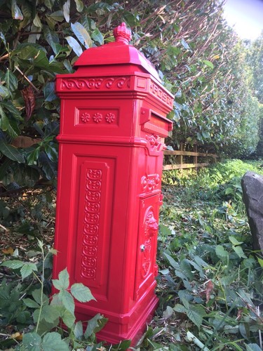 Red steel pillar box - pillar,