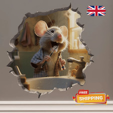 3D Mouse Hole Wall Sticker – Cute Cartoon Decal for Walls, Doors, Cabinets & Hom