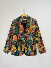 Boden Blazer Women Size 14 Multicoloured Velvet Paisley Print Jacket Collared