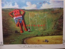 "LONG MAN OF WILMINGTON ROBOT" - Raymond Campbell print with pencil remarques
