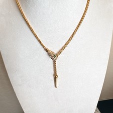 Gold snake lariat necklace - lariat,