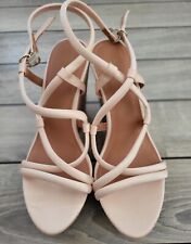 H&M Ladies Powder Pink /Nude Strappy Platform Wedge Sandals Wedges Size UK6 EU39