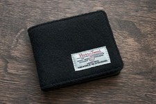 Harris Tweed for ASOS Wallet in Black wool - four card pockets/ one note pocket