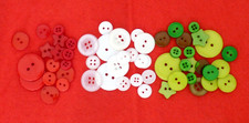 50 MIXED BRIGHT RED/WHITE & GREEN COLOUR RESIN BUTTONS-- CHRISTMAS CRAFT