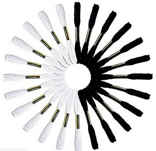 Black white embroidery thread - white,