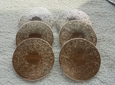 Vintage x 6  Silver Plated Round  wine/Drinks Coasters = 10cms diameter