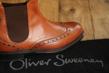 Oliver Sweeney Friston Tan Leather Brogue Chelsea Boots Shoes UK 9.5 US 10.5