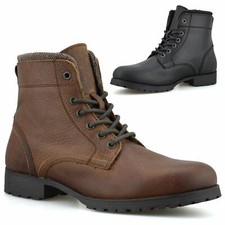 Mens Leather Military Combat Lace Up Walking Work Ankle Biker Boots Shoes Size