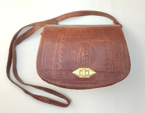 Vintage hand tooled brown - tooled,