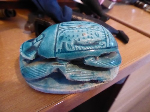 Egyptian turquoise scarab - egyptian,