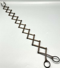 Antique Georgian Steel Lazy Tongs Scissor Ember Tongs Very Long 34" Extended