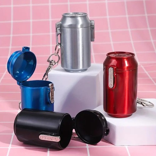 Metal ashtray with key chain - metal,
