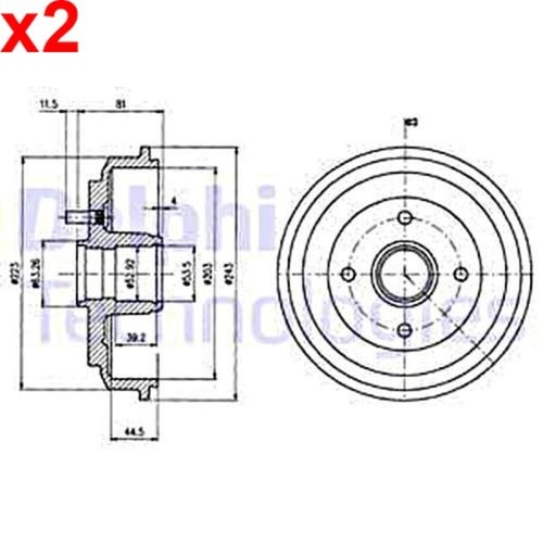 Brake drum delphi fits ford - 2x,