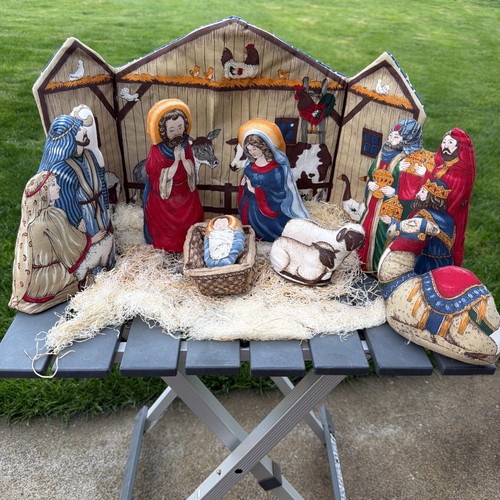 Vtg handmade fabric nativity - fabric,