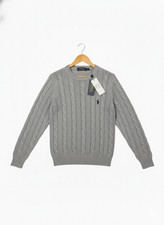 Mens Grey Cable Knit Jumper