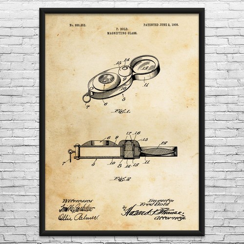 Jewelers loupe patent wall - jewelers,