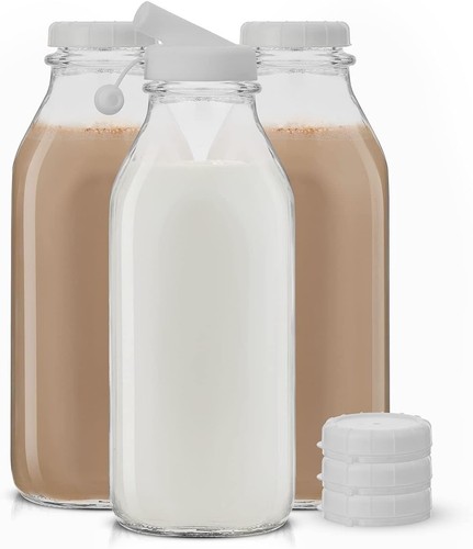 Glass milk bottles with - bottles,
