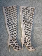 High Heel Gladiator Cut Out Boots Size 6