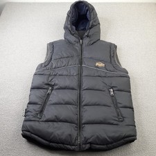 Superdry Mens Gilet Medium Navy Grey Padded Sherpa Premium Bodywarmer Adult M