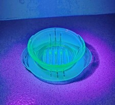 Vintage Uranium Glass Bowl Butter Dish