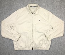 Vintage Ralph Lauren Men’s  Full Zip Large Harrington Bomber Cream Jacket 90s