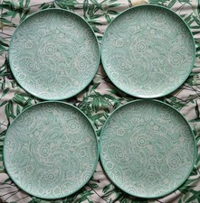 4 x Nicole Miller Home Mint Green Melamine Abstract 27.5cm Dinner Plates (B2)