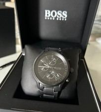 New HUGO BOSS HB1513676 Grand Prix Black Stainless Chronograph Men's WristWatch