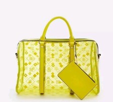 River Island Yellow Prespex Mongram Logo Barrel Bag