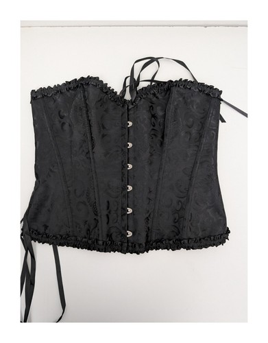 Womens black brocade overbust - black,