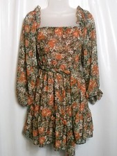 🌺 NEW JOHN ZACK LONDON🌺 BROWN MIX ON/OFF THE SHOULDER DRESS 🌺 SIZE 8  #1237*