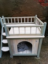 Cat House Castle Style Wooden With Stairs. Quality Sturdy Item. Great Condition