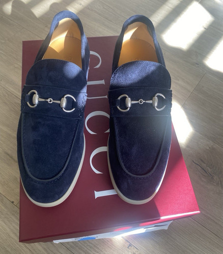Gucci men blue suede logo - gucci,