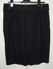 George - Black Skirt - Linen mix, Fully lined, Pockets - Womens Size UK 12 /L24"
