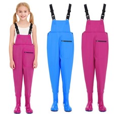 Unisex Kids Fishing Waders Jumpsuit Water-Resistant Overalls with Non-Slip Boots